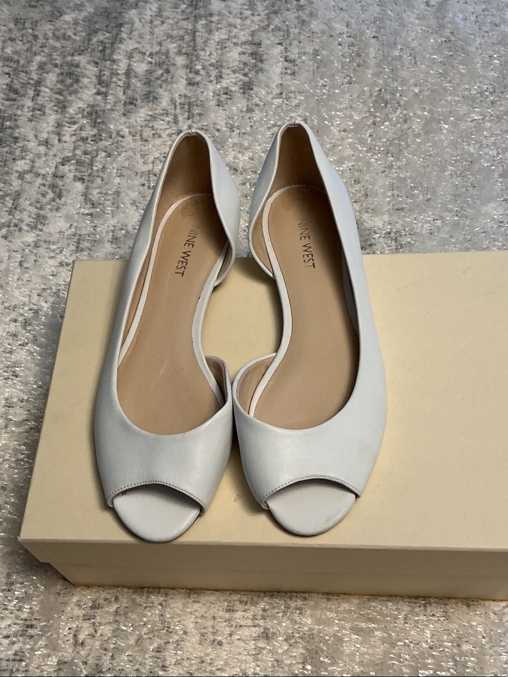 Nine West White Women's Peep-Toe Flats